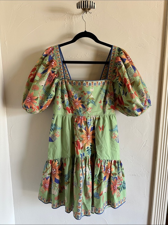 FARM Rio Dresses & Skirts - FARM Rio Puff-Sleeve Mini Dress in Light Green